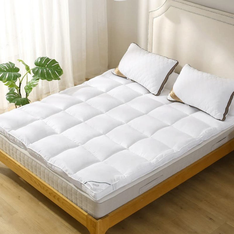 ANALIN Extra Thick Mattress Topper Full Bed Size.Breathable Cooling Mattress Pad Cover.100% Cotton Pillow Top Quilted Mattress Protect Bed Mattress Topper.1400GSM Soft Down Alternative Fill (54 * 75'') - Image 1